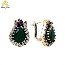 Gümüş Otantik Taşlı Küpe